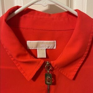 Michael Kors Vibrant Red Zip-Up Top